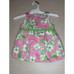 12-18M‎ Lilly Pulitzer Bubble Dress And Bloomers Two Piece Set Pink Green Floral